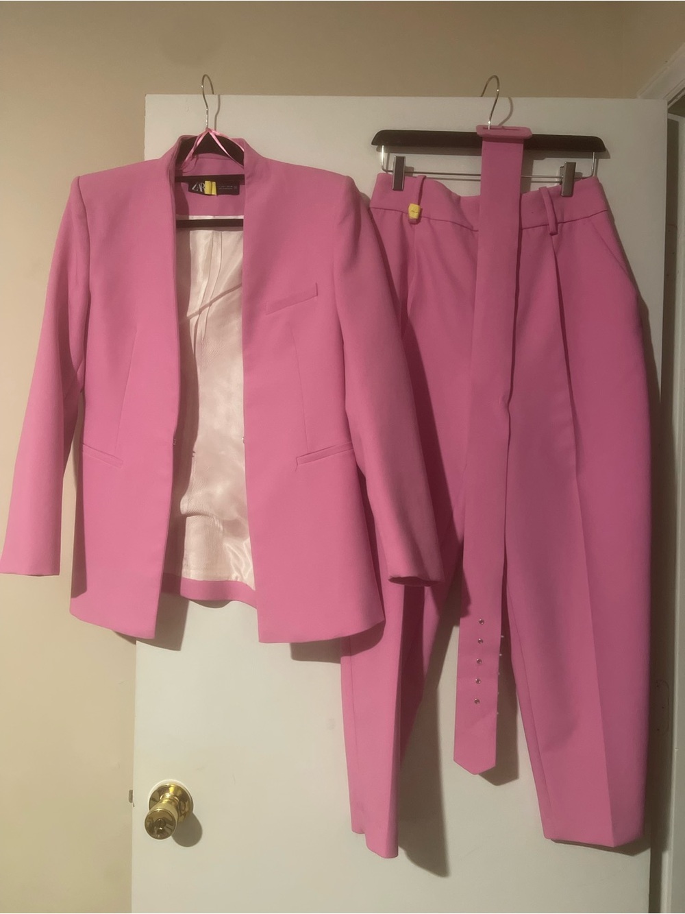 Zara Pink Straight-Leg Pants & Matching Blazer Set